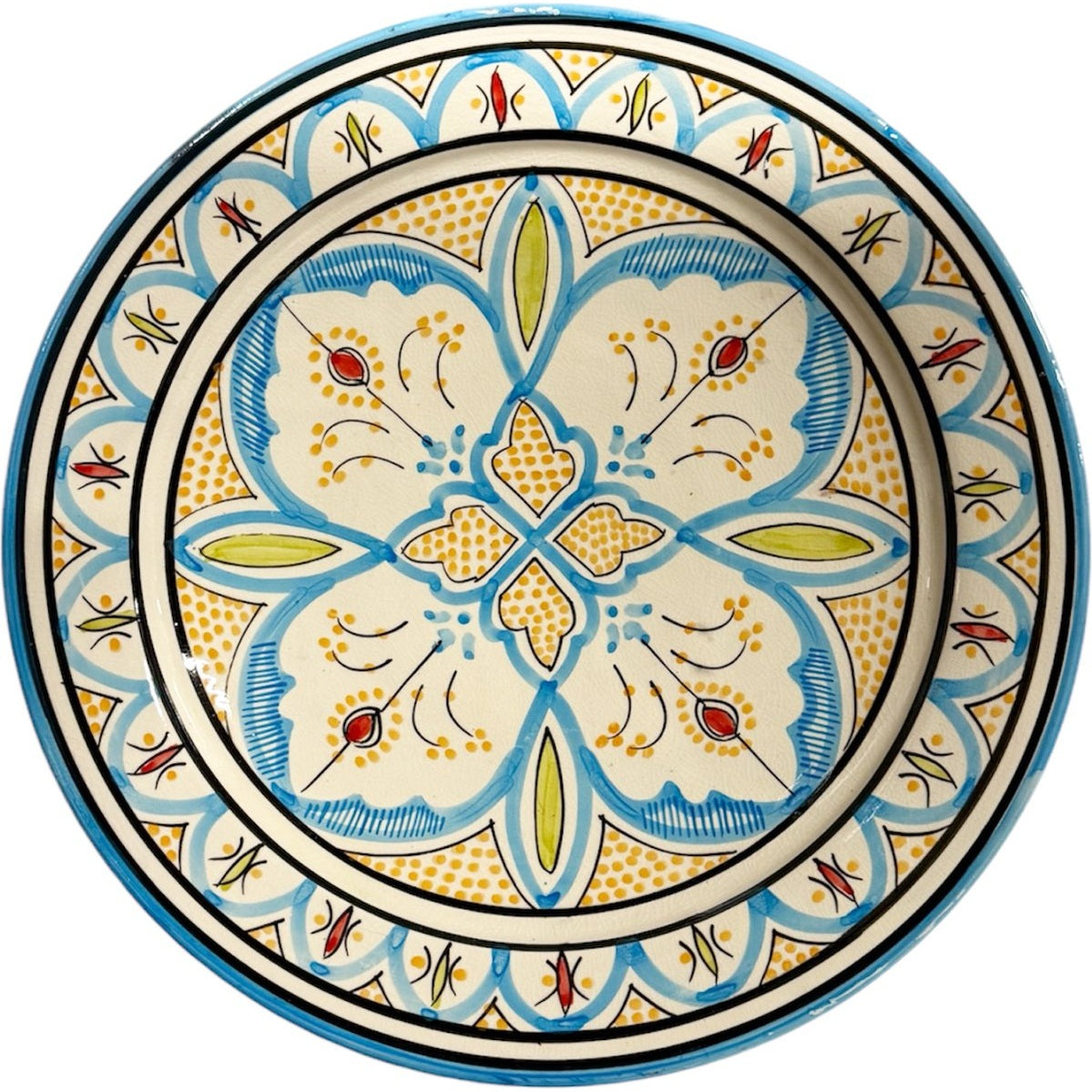 Marokkaanse aardewerk schaal met bloemenpatronen Ø35