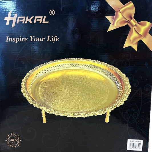 Marokkaanse dienblad goud op poten Ø 40 cm