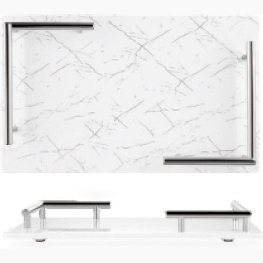 Melamine plateau - dienblad Marmer look 40x25cm - Wit-zilver