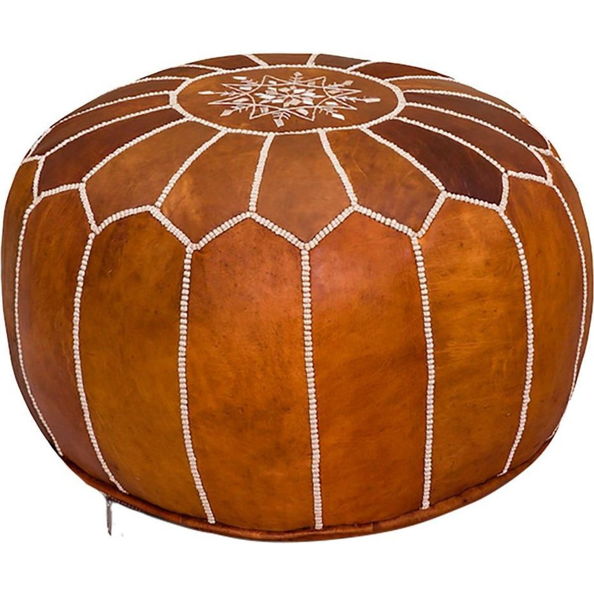 Moroccan Handmade Poef - Cognac