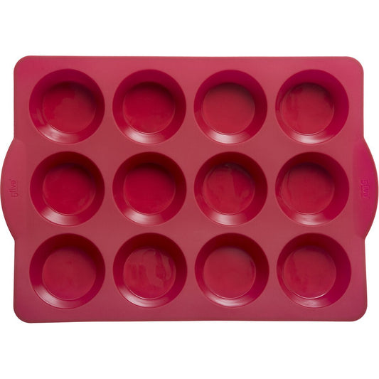 Muffin bakvorm siliconen 33 x 23,1 x 3,6cm | 12 Vormen | Rood | Muffinvorm | Bakvorm voor Muffins | Cupcake | Cakes | Brownies | Pudding | Paars | cakevorm met handgrepen | cakevormen | anti-aanbaklaag | voor oven en magnetron SILIMUF