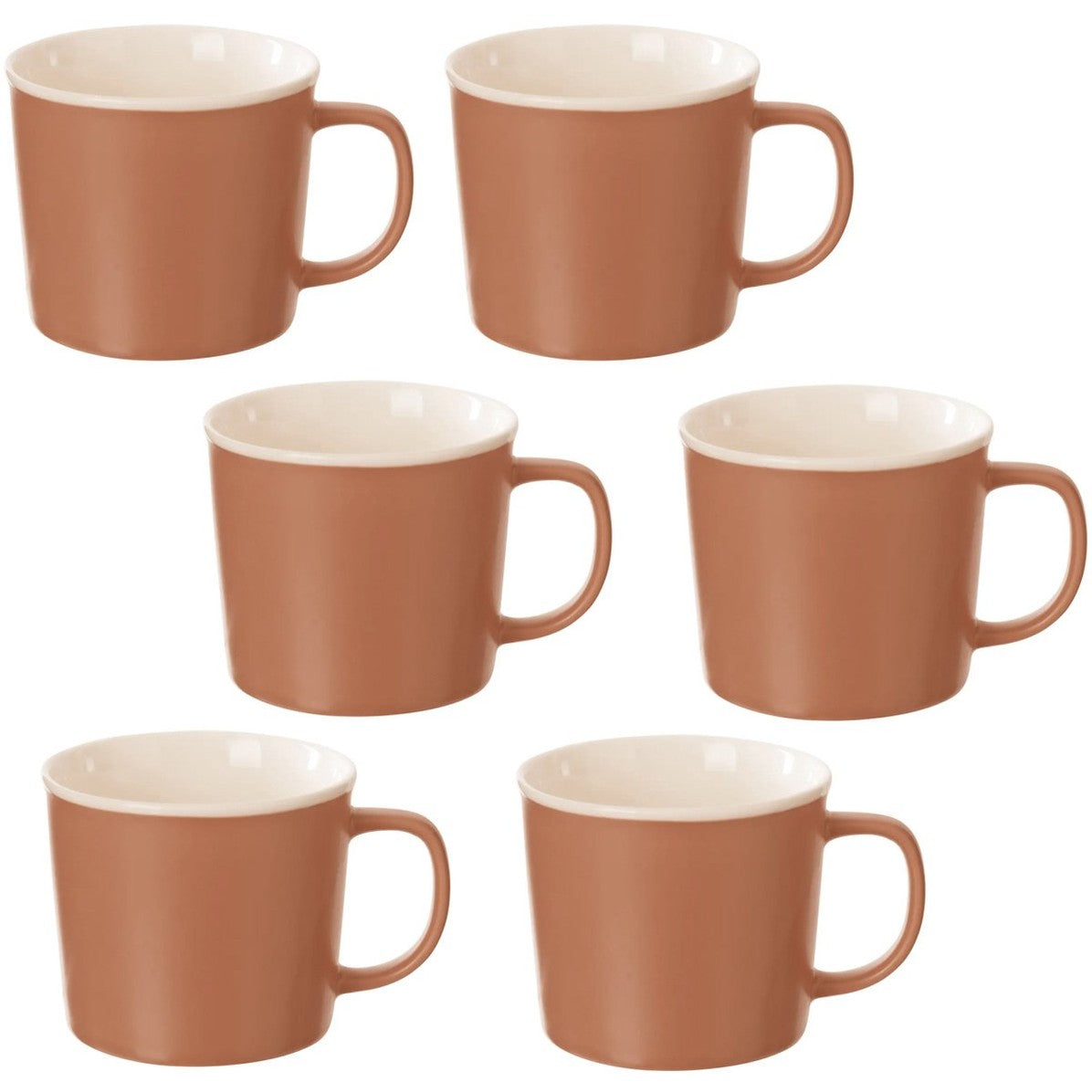 Nature Terracotta Mok - Set van 6 - 38 cl - Hoogwaardig Newbone Porselein