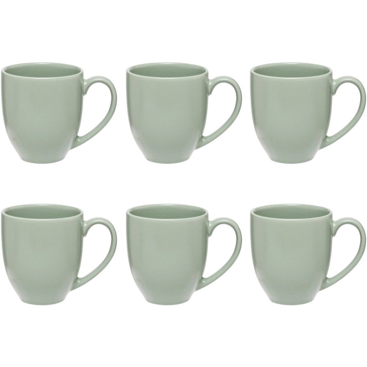 Olijfgroene Keramieke Mokken Set van 6 - 48 cl - Stoneware Mokken met Oor - Geschikt voor Thee, Koffie en Meer