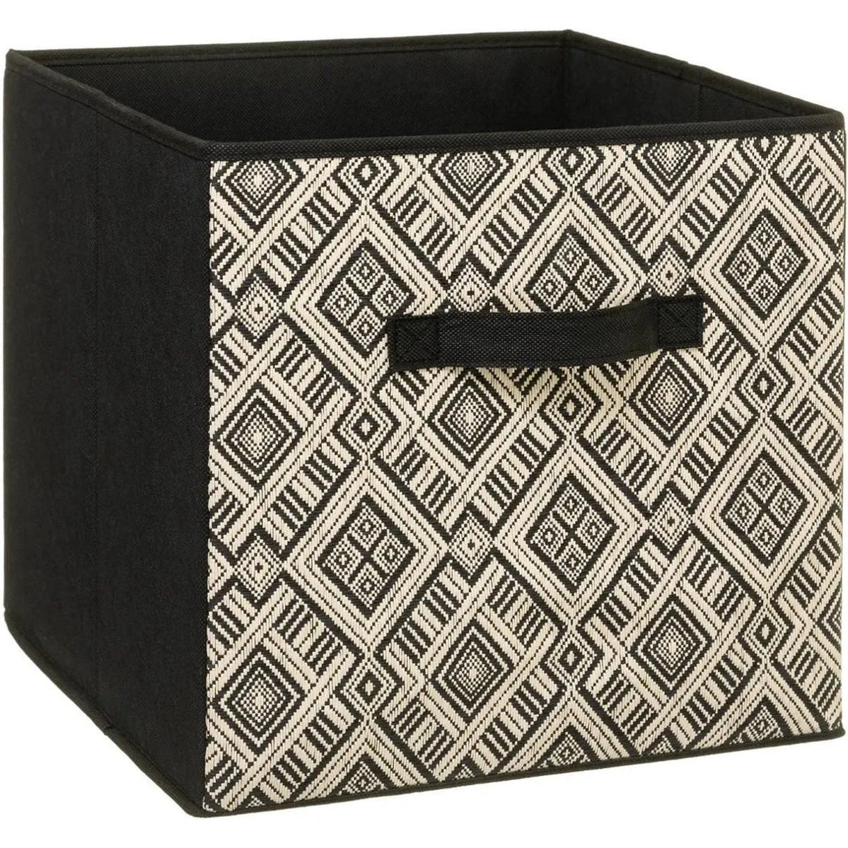 Opbergmand/kastmand 29 liter zwart/creme polyester 31 x 31 x 31 cm - Opbergboxen - Vakkenkast manden