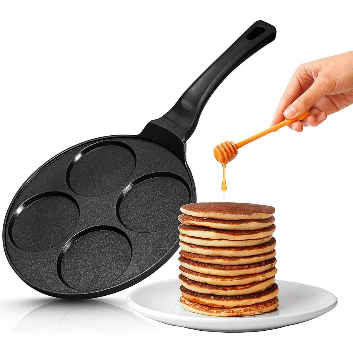 Pancake pannenkoekenpan 4 kop anti aanbaklaag marmeren