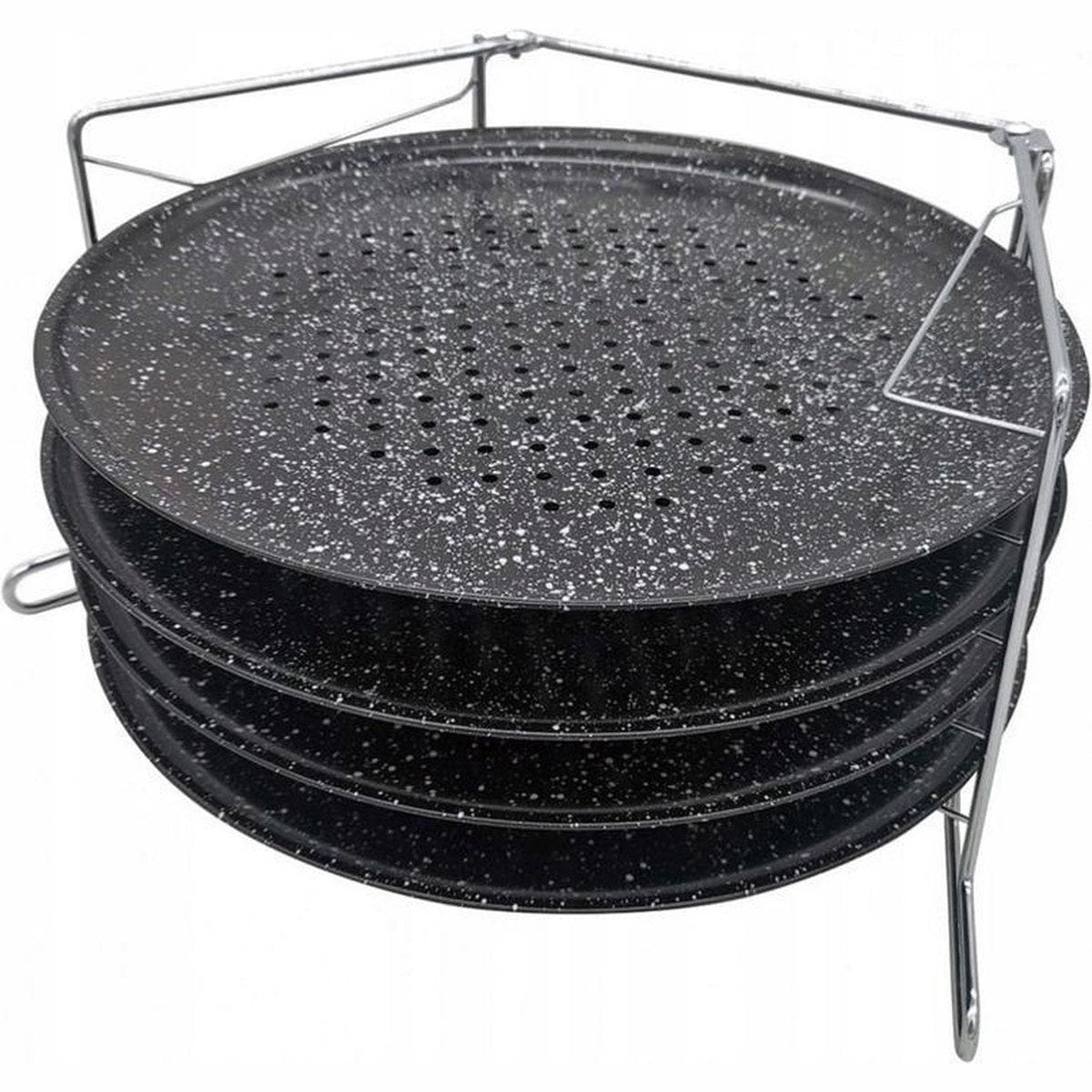 Pizza - Pizzarek - Pizza oven - Pizzabakset - 5 delige set voor 4 pizza's - Ø 32,3 cm - Kinghoff 1553 - Met een antiaanbaklaag