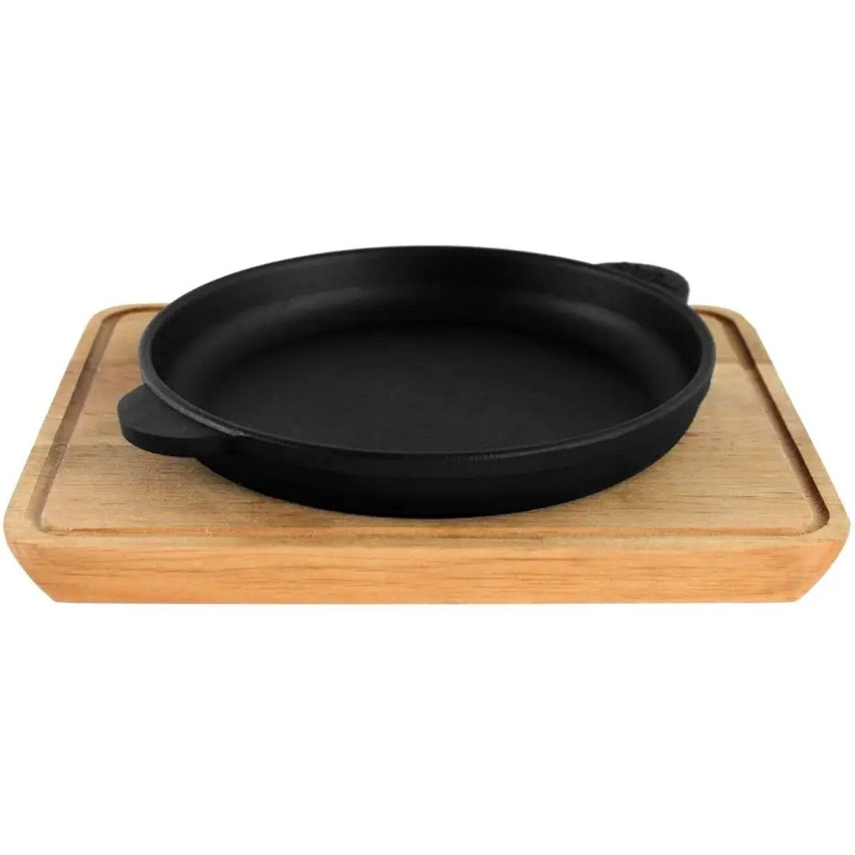 Portioneerbare gietijzeren koekenpan met houten onderzetter - 200 mm diameter - HoReCa Brizoll