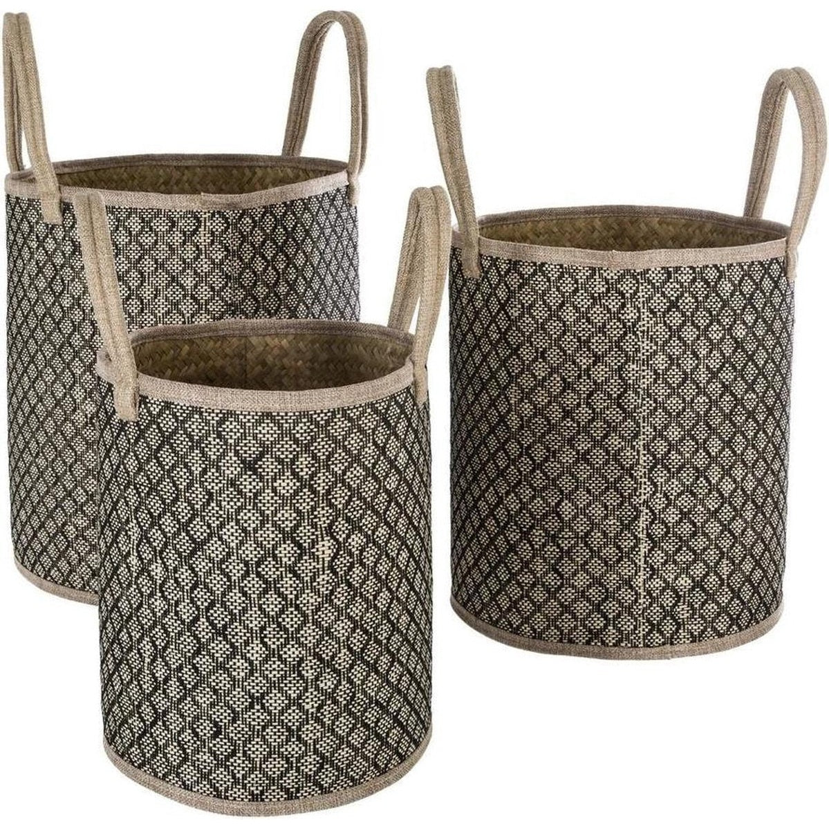 Rieten Mand Naturel Set van 3