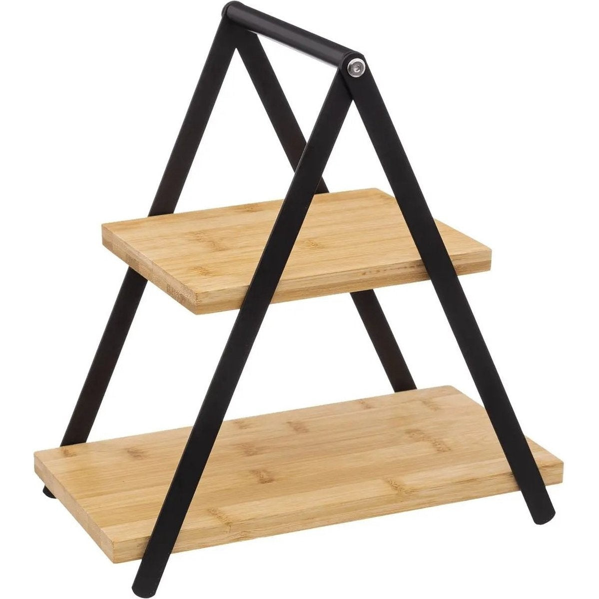 Secret de Gourmet Etagere/dienblad - 2-laags - Bamboe - Zwart/beige