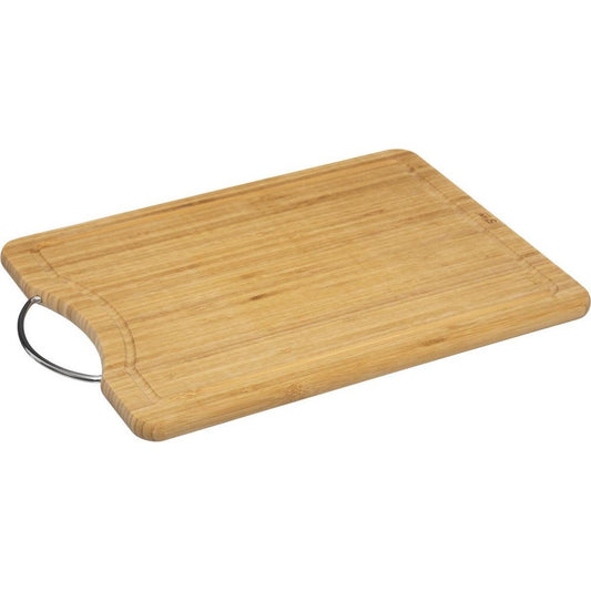 Secret de Gourmet Snijplank met metalen handvat - 42 x 30 cm - bamboe hout - Serveerplank - Broodplank