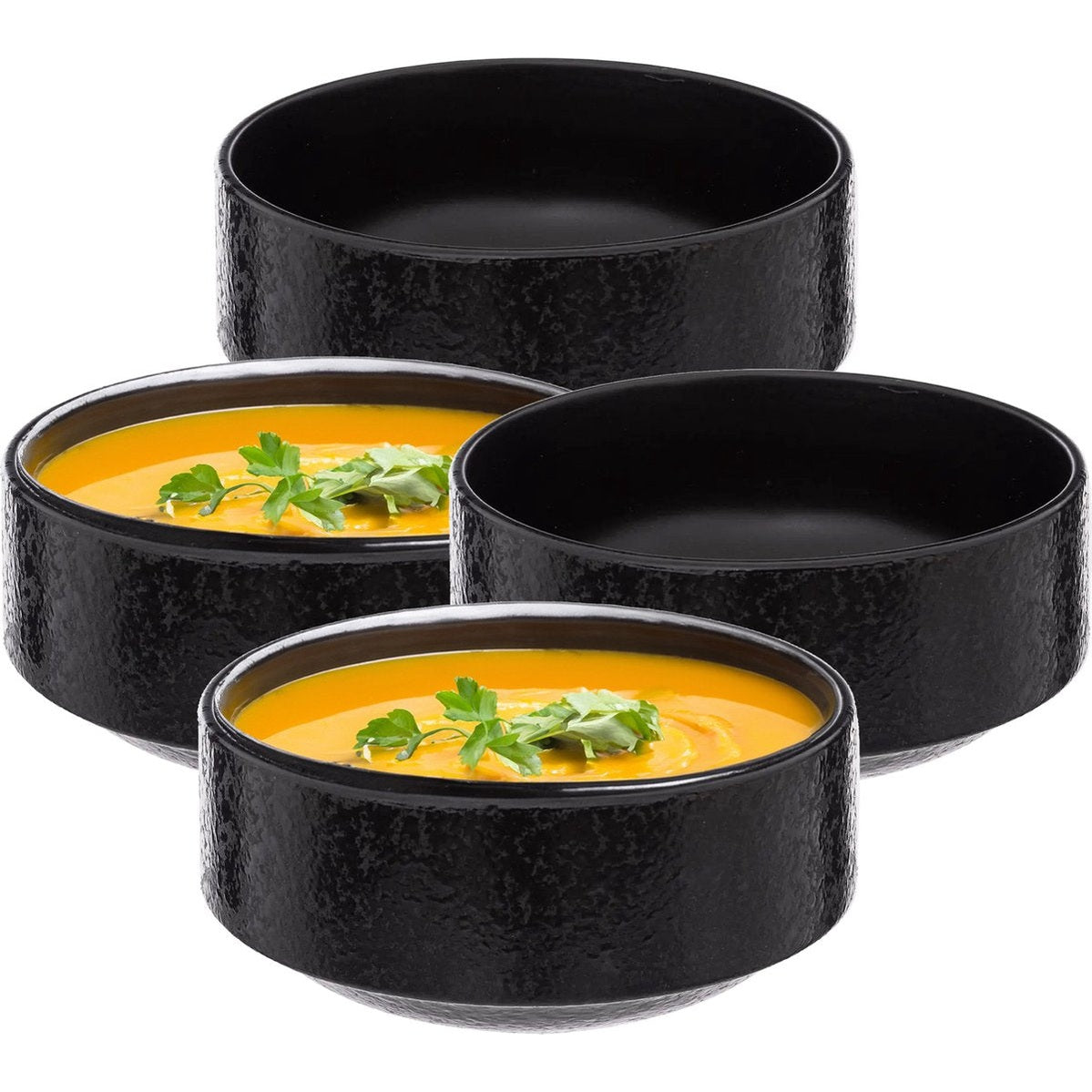 Secret de Gourmet Soepkommen/schaaltje - 8x - Loft - keramiek - D15 x H7 cm - antraciet - Stapelbaar