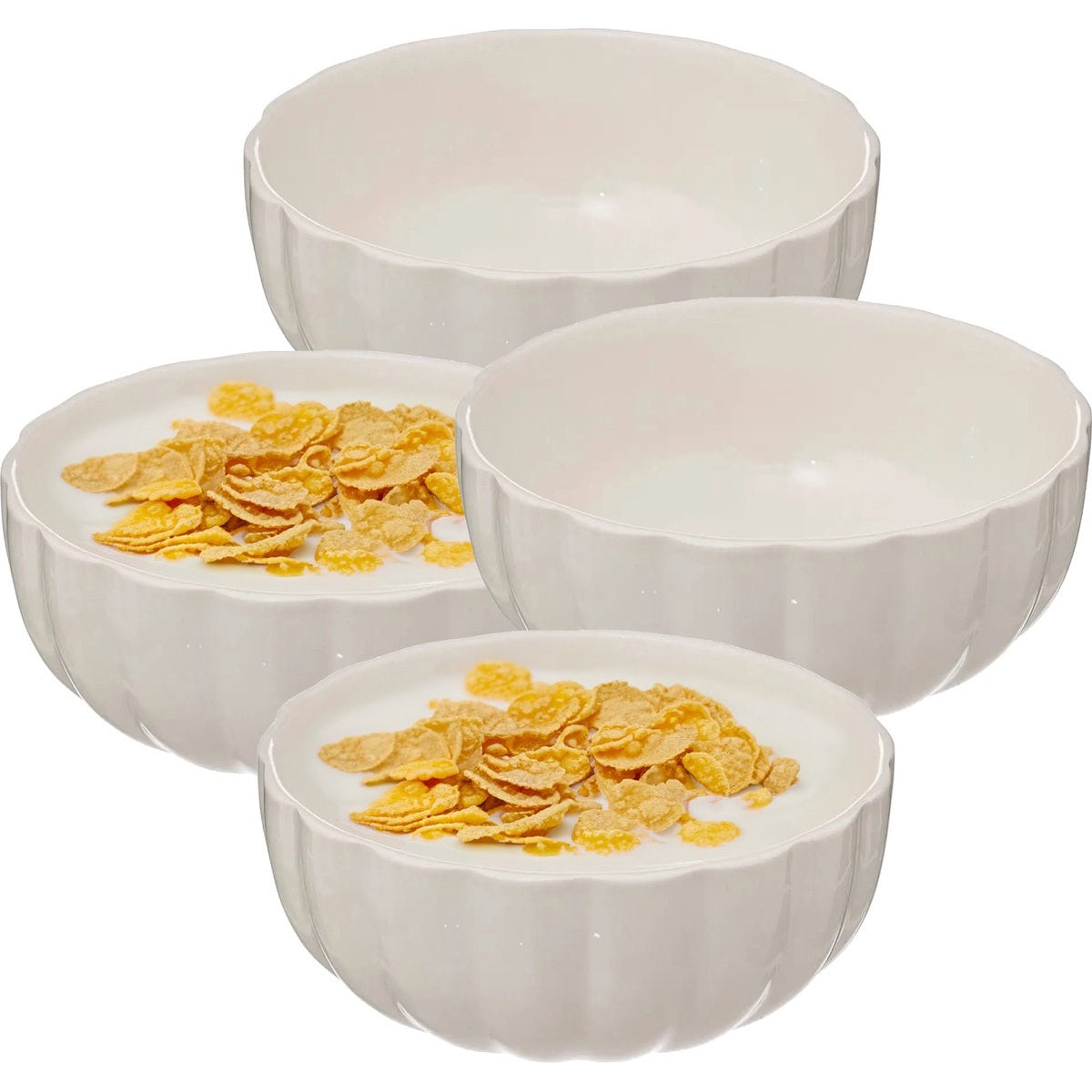 Secret de Gourmet Soepkommen/serveer schaaltjes - 4x - Delphi - porselein - D15 x H7 cm - ivoor wit