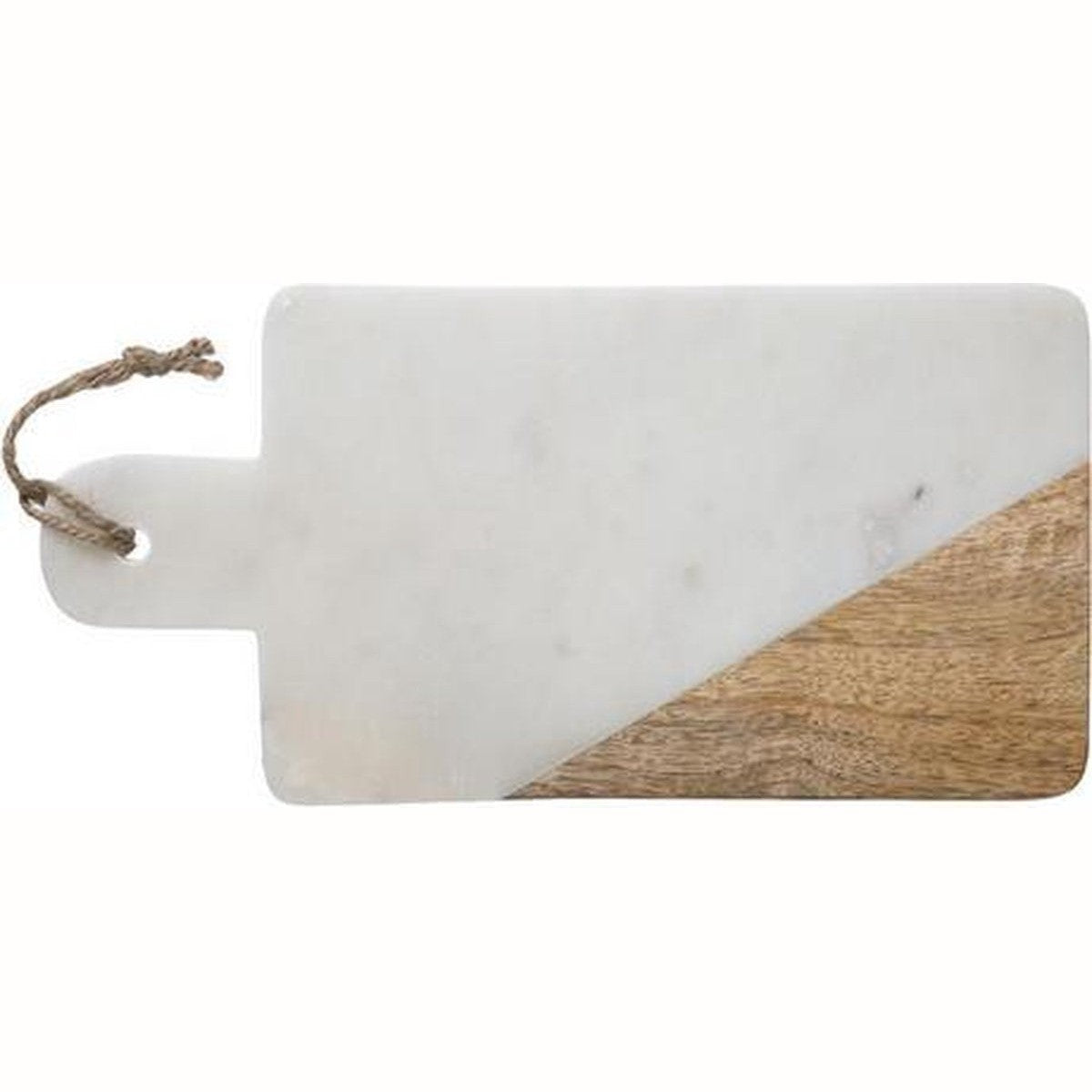 Serveerplank in Wit Marmer en Mangohout 30 x 15 cm | Snijplank marmer