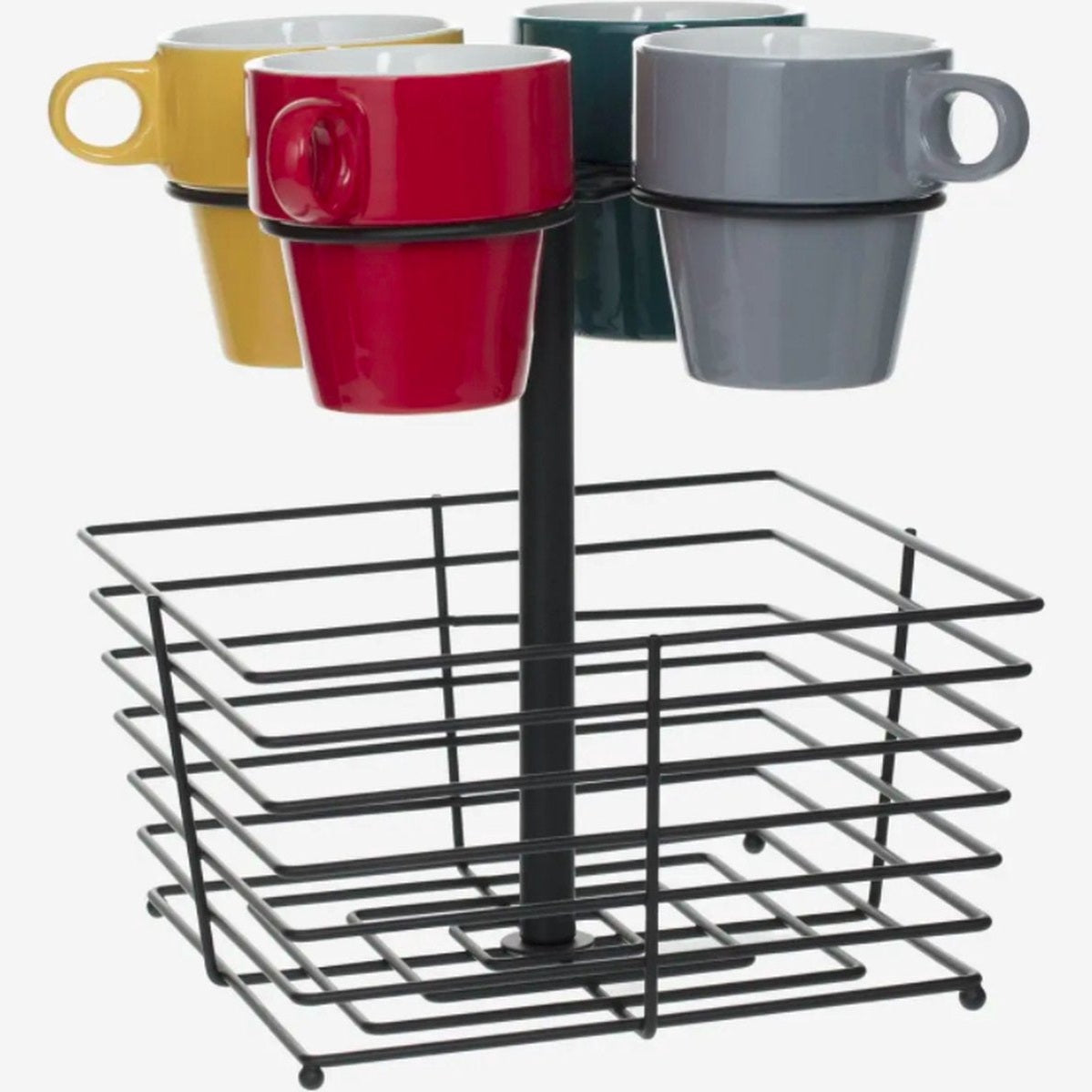 Set 4 Mokken met standaard en capsule mand voor alle soorten koffie cups