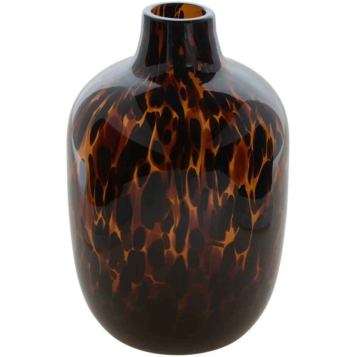 Set van 2 Glazen Vazen met Luipaardprint - Hoogte 25,5 cm - Dierlijk Motief - Moderne Bloemenvaas - MODESTNOVA