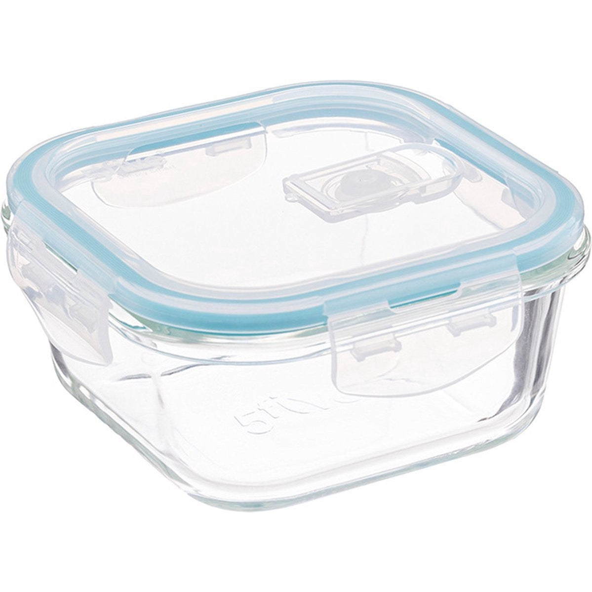 Set van 2 Kristalglas Lunchboxen – 330 ml Vershoudbakjes met Lichtblauw Randje – Glazen Lunchbox voor Salade, Snacks of Meal Prep – 12 x 12 x 6,5 cm