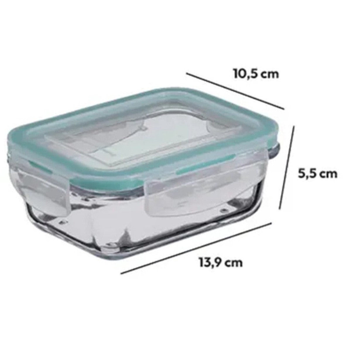 Set van 2 - Vershoudbakjes met deksel - glas - luchtdicht - met clips - 14 x 10 x 5 cm - 730 ml