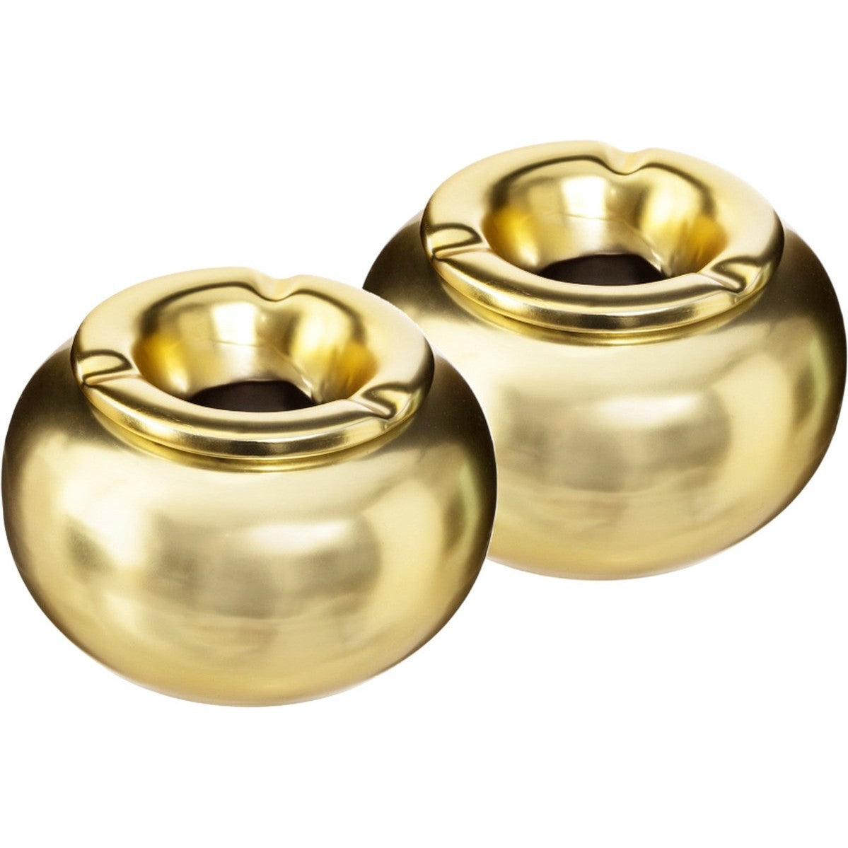 Set van 2 x Terras asbakken goud kleur Ø 14 cm - Buiten asbakken - Keramisch - stormasbakken