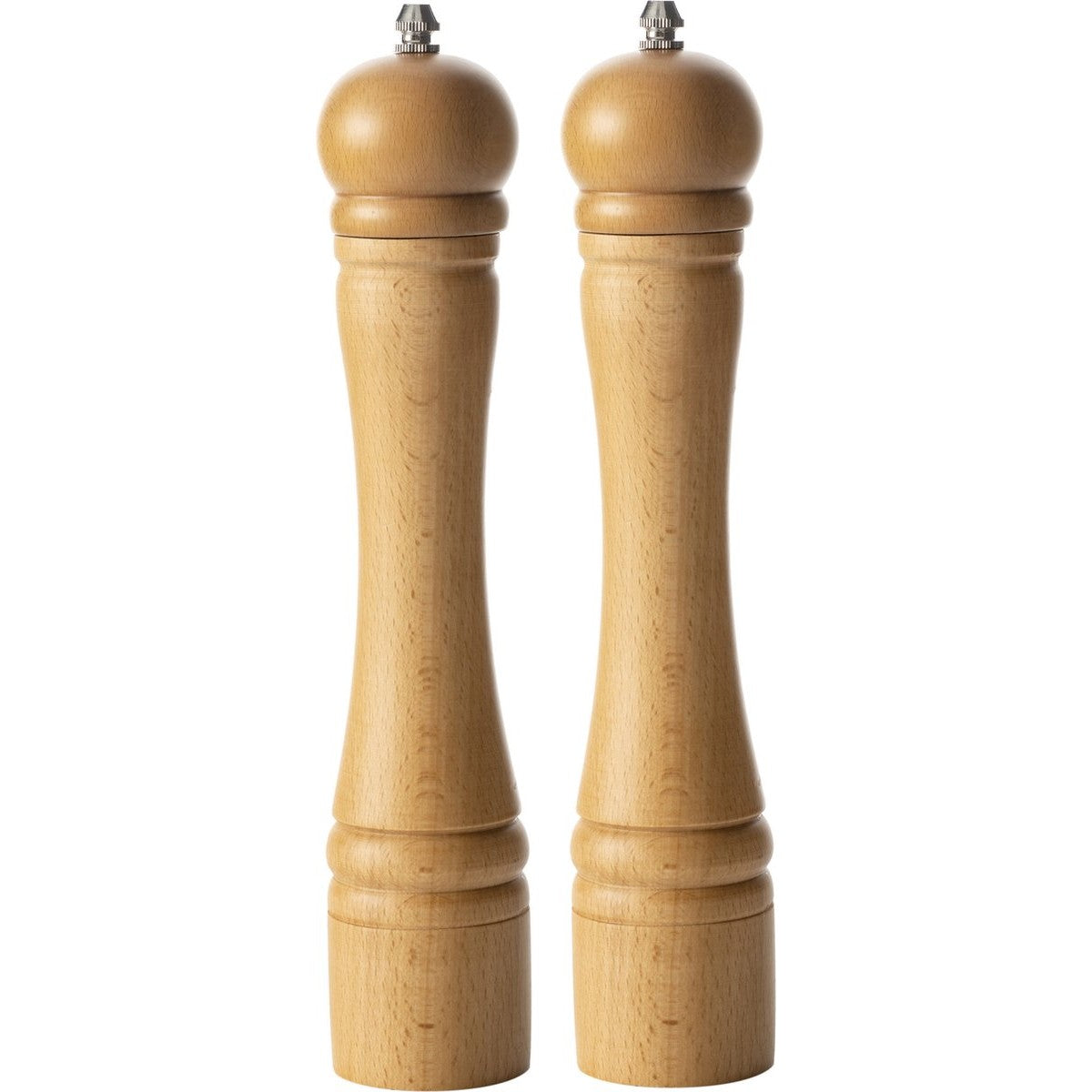 Set van 2x stuks pepermolens/zoutmolens hout beige 30 cm - Pepermaler/zoutmaler - Kruiden en specerijen vermalers