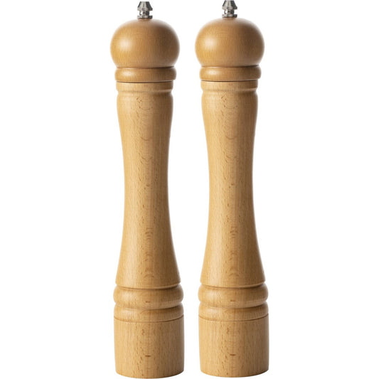 Set van 2x stuks pepermolens/zoutmolens hout beige 30 cm - Pepermaler/zoutmaler - Kruiden en specerijen vermalers