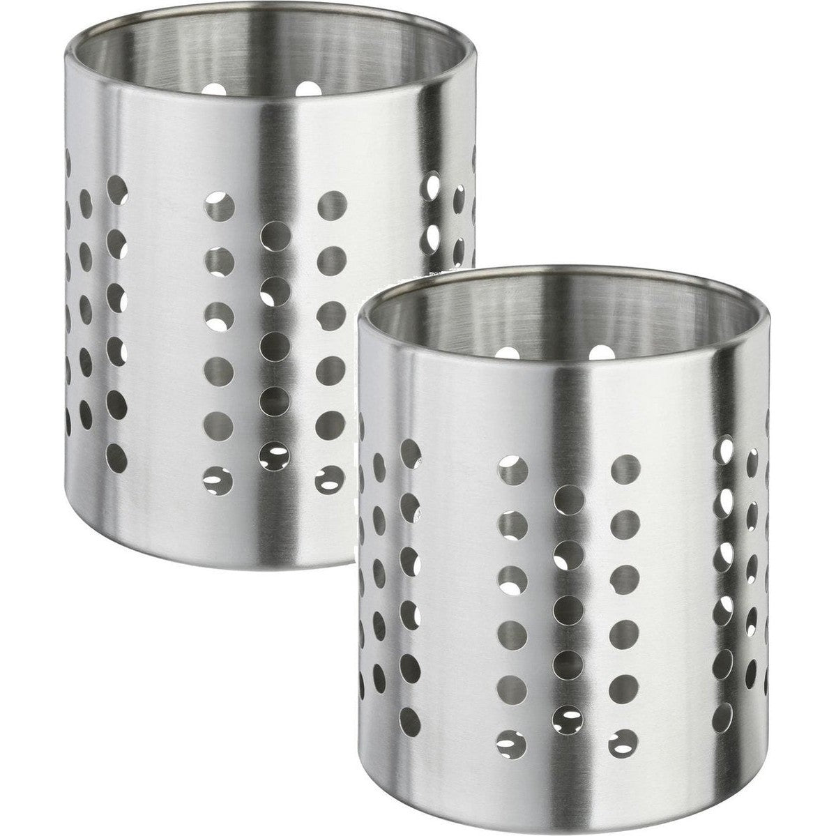 Set van 2x stuks ronde keukengerei houder zilver 13,5 cm van RVS - Keukengereihouder - Pollepelhouder - Spatelhouder