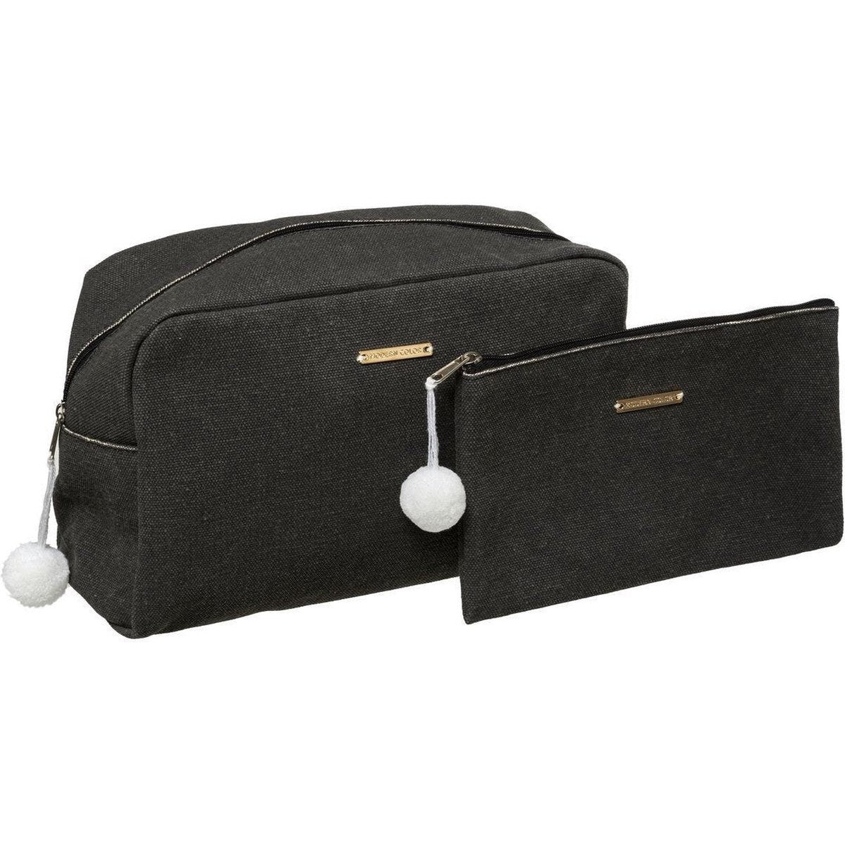 Set van 2x toilettassen/make-up/opberg tasjes zwart - Reis/vakantie toilettassen/make-up etui