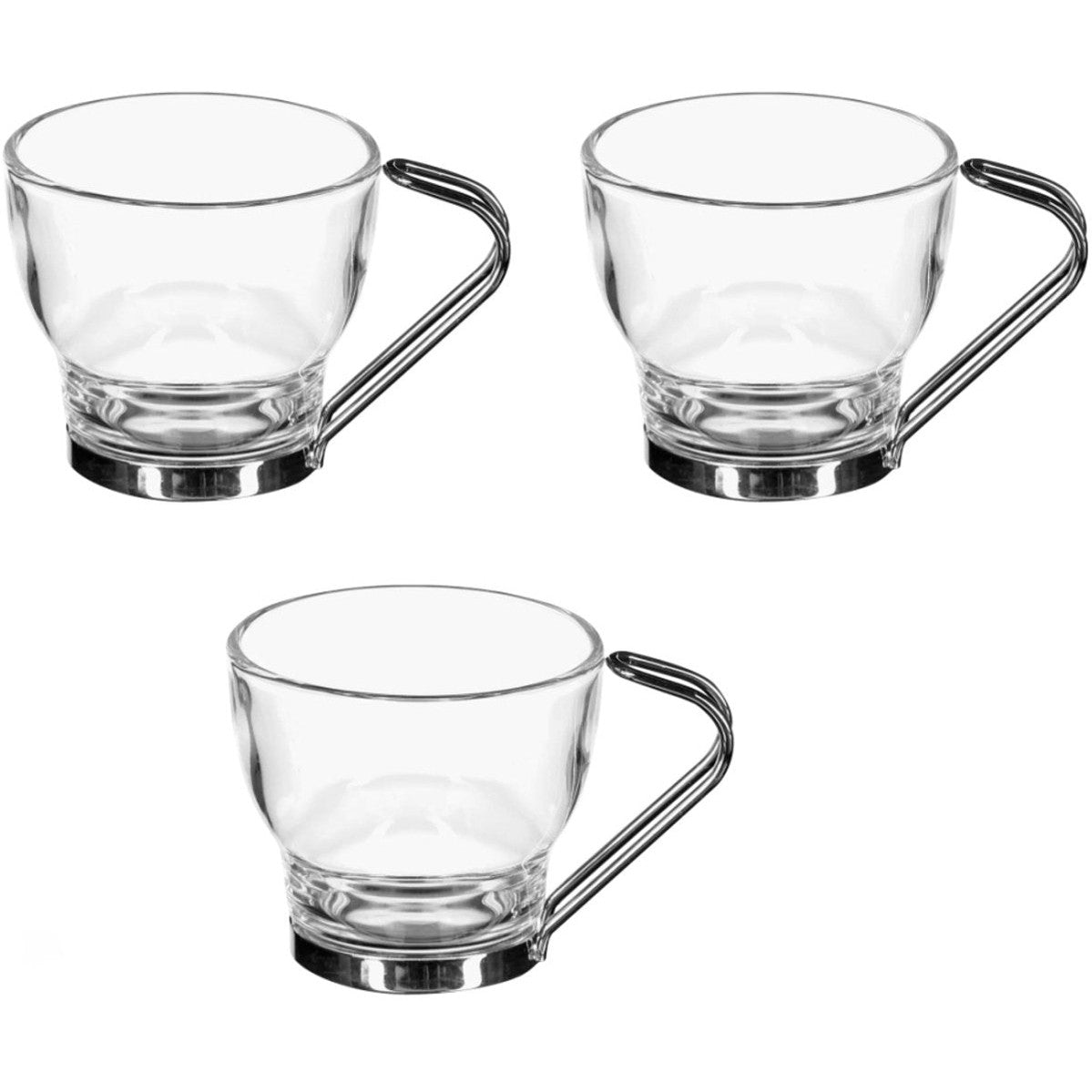 Set van 3 Mokken - 11 cl Glas en Metaal - Duurzaam en Stijlvol - Ideaal Cadeau voor Koffie- en Theeliefhebbers