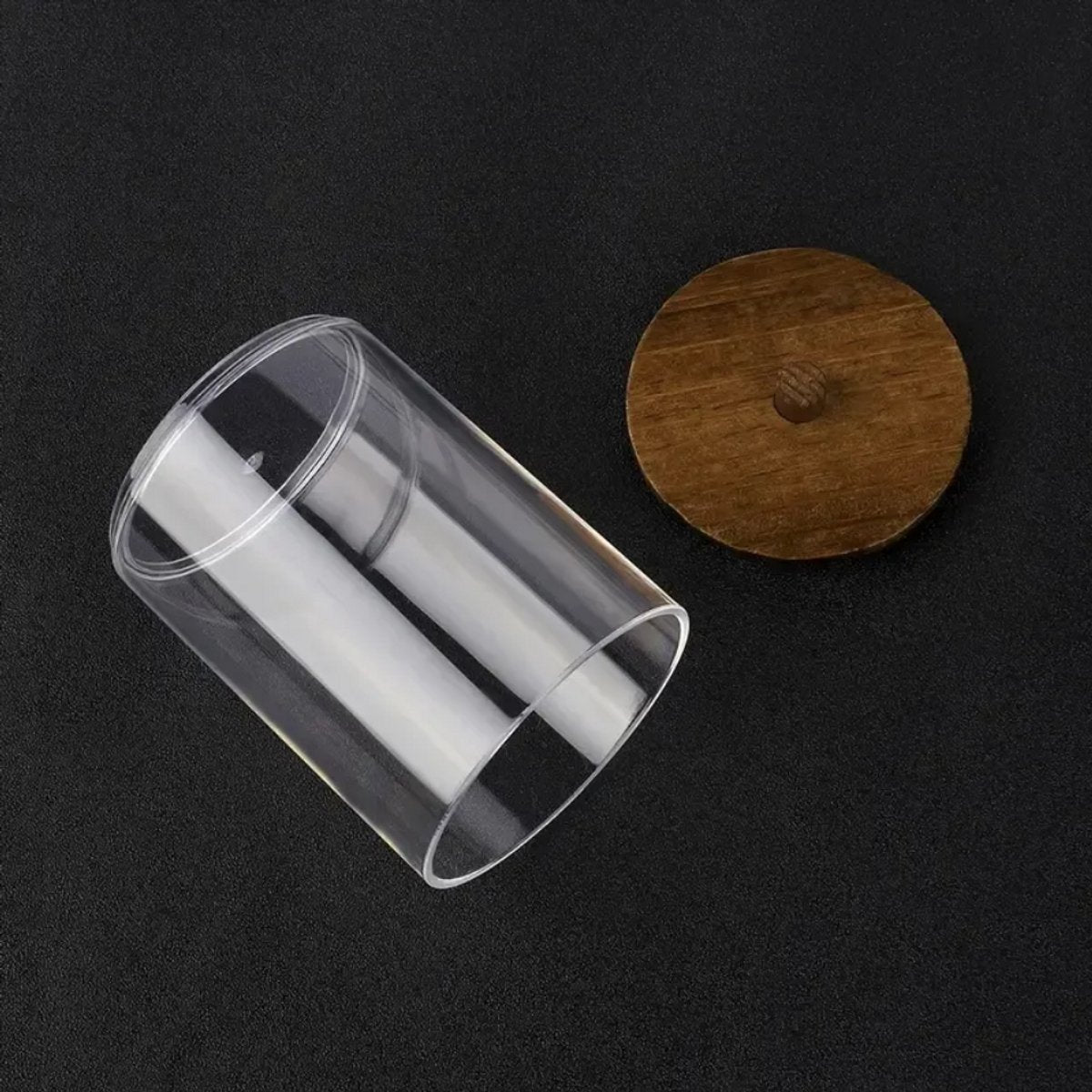 Set van 3 Wattenhouders – Badkamerorganizer met Houten Dekseks voor Wattenstaafjes, Wattenschijfjes en Wattenbolletjes - Donkerbruin - Stofvrij