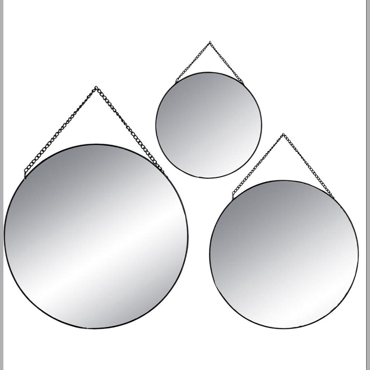 Set van 3 ronde gouden spiegels - Metaal - Zwart