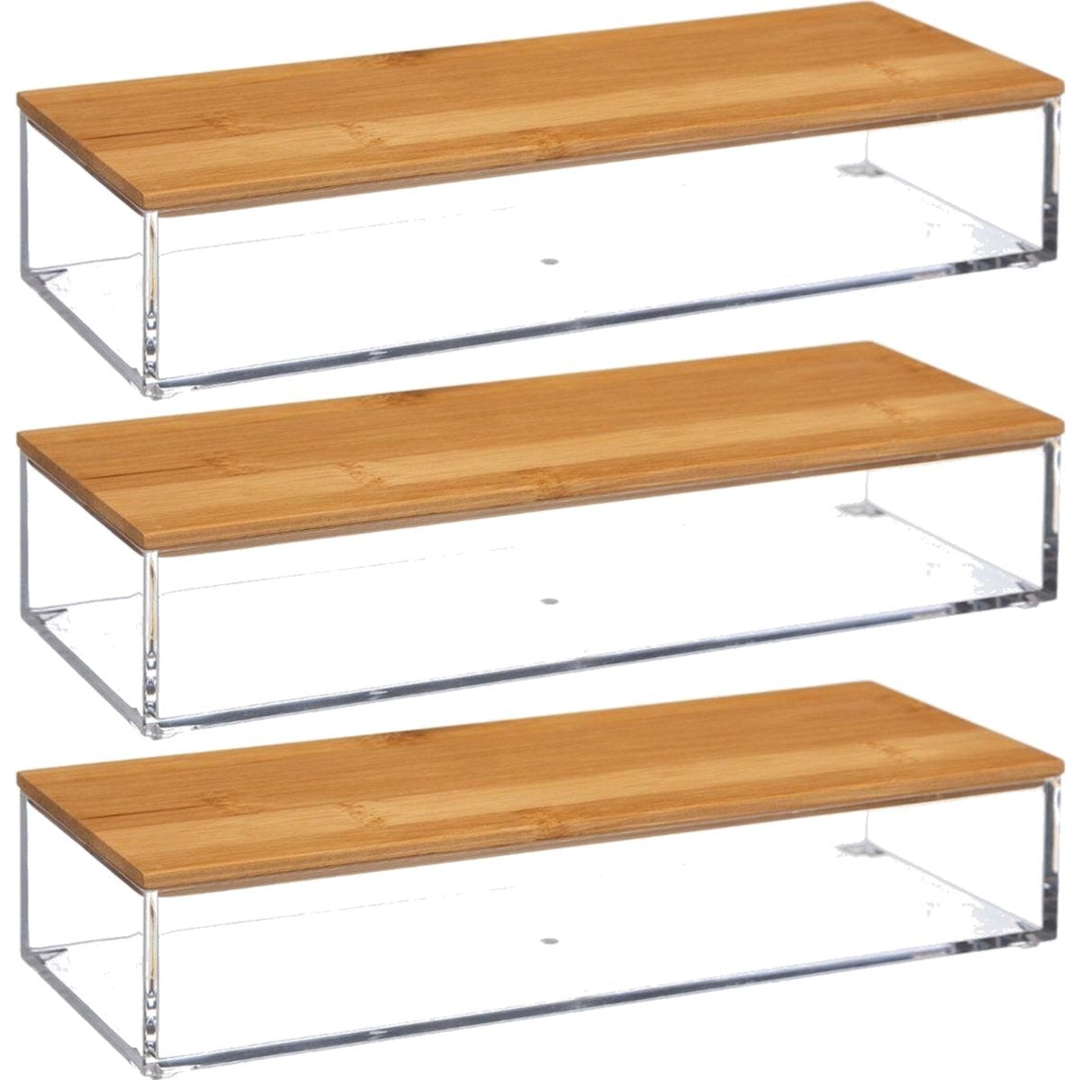 Set van 3x stuks sieraden/make-up houder/box 25,5 x 5 cm van kunststof - Nagellak box - Sieraden box - Make-up box - Organizer