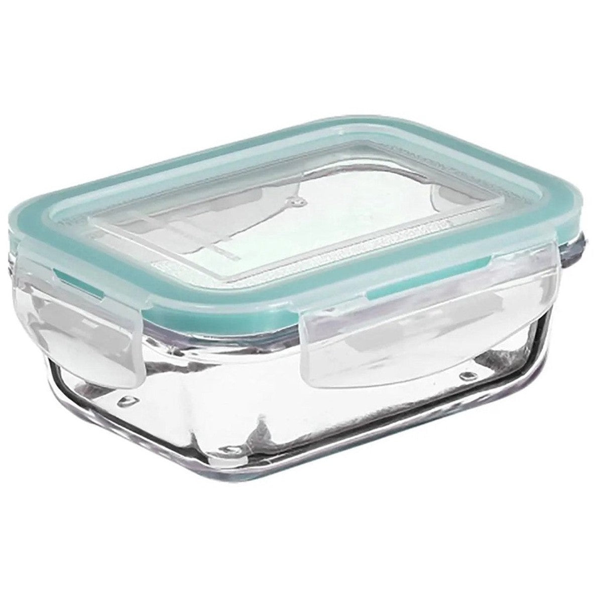 Set van 5 Kristalglas Lunchboxen – 800 ml Vershoudbakjes met Lichtblauw Randje – Glazen Lunchbox voor Salade, Maaltijden of Meal Prep – 18,5 x 12,5 x 6 cm