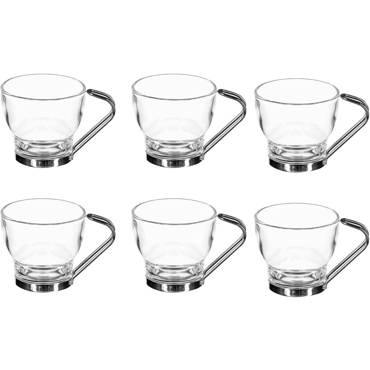 Set van 6 Mokken - 11 cl Glas en Metaal - Duurzaam en Stijlvol - Ideaal Cadeau voor Koffie- en Theeliefhebbers
