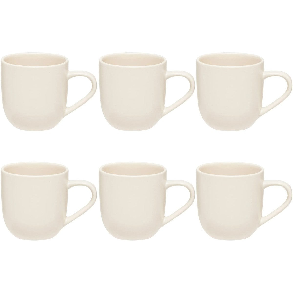 Set van 6 Witte Keramieke Mokken 24 cl - Stoneware - Met Oor - Praktisch en Stijlvol