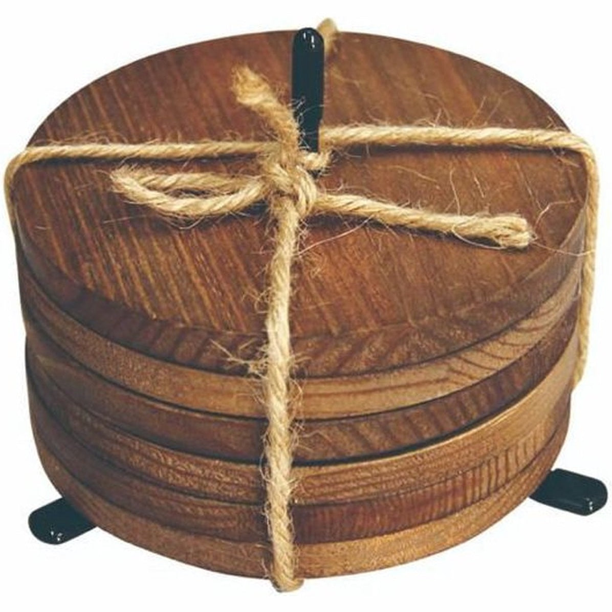 Set van 6 houten onderzetters Ø 10 cm