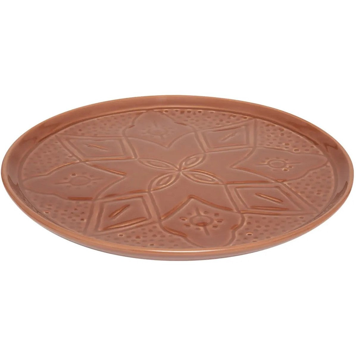 Sienna Dinerbord Terracotta 27 cm - Faience Bord met Gegraveerd Bloemmotief - Eetbord - Bord - MODESTNOVA