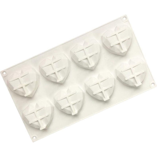 Siliconen 3D hart bakvorm mal voor chocolade -  desserts - cake - zeep - Geometric heart mold - Wit/Roze
