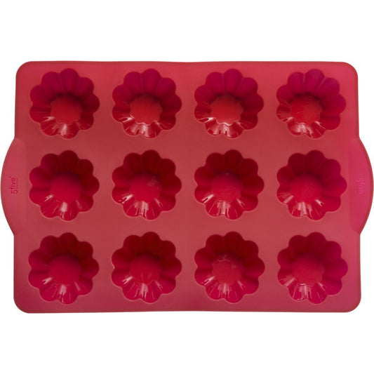 Siliconen briochevormen 34,5 x 23,2 x 4cm voor 12 broodjes | Rood | cakevormjes | briochevorm | anti-aanbaklaag | voor oven en magnetron SILIBRIO-PRO