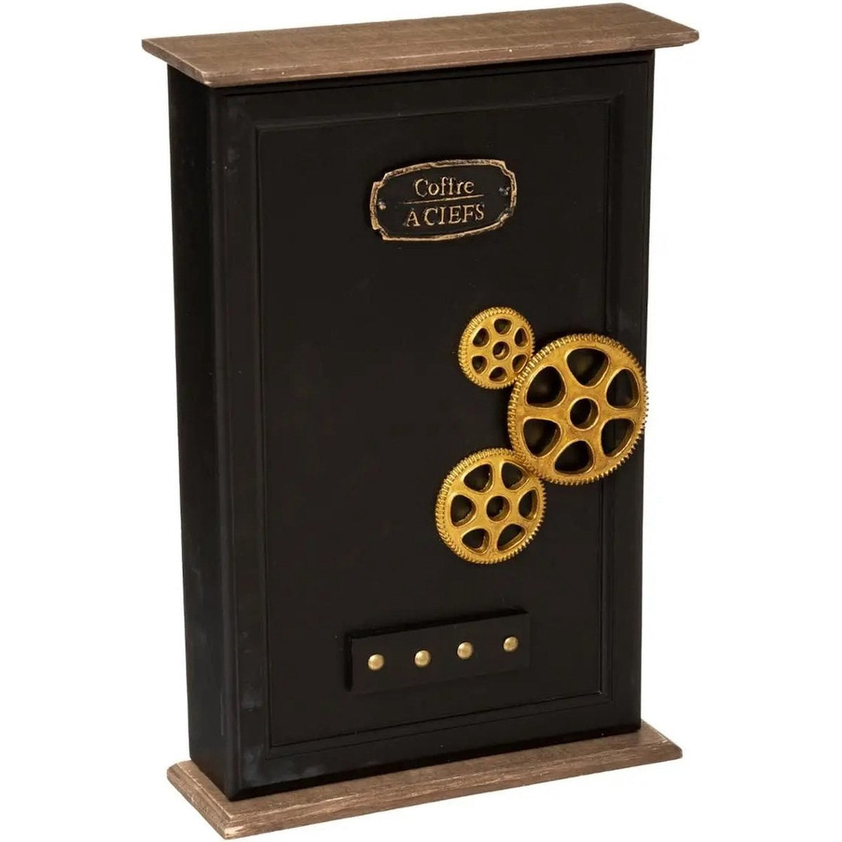 Sleutelkastje/sleutelhouder kluis model van MDF 25,5 x 7,5 x 38,7 cm zwart - Geschikt voor 9 sleutels/sleutelbossen