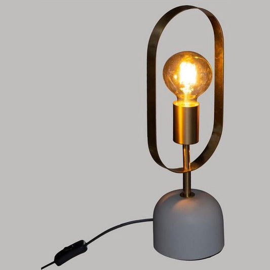 Tafellamp goudkleurig met witte marmerlook voet hoogte 44 cm