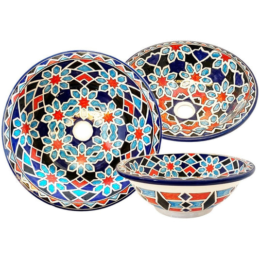 Unieke handgemaakte ronde waskom - Marokkaanse wasbak -Ø 40 cm