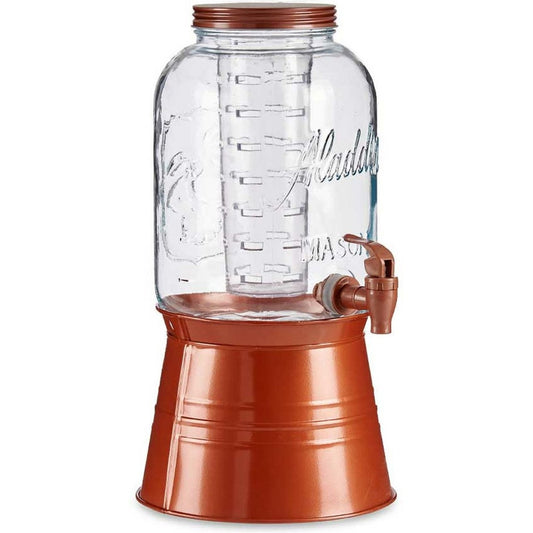Vivalto Drankdispenser/limonadetap op voet - koper - glas - 3.8 liter - tapkraantje