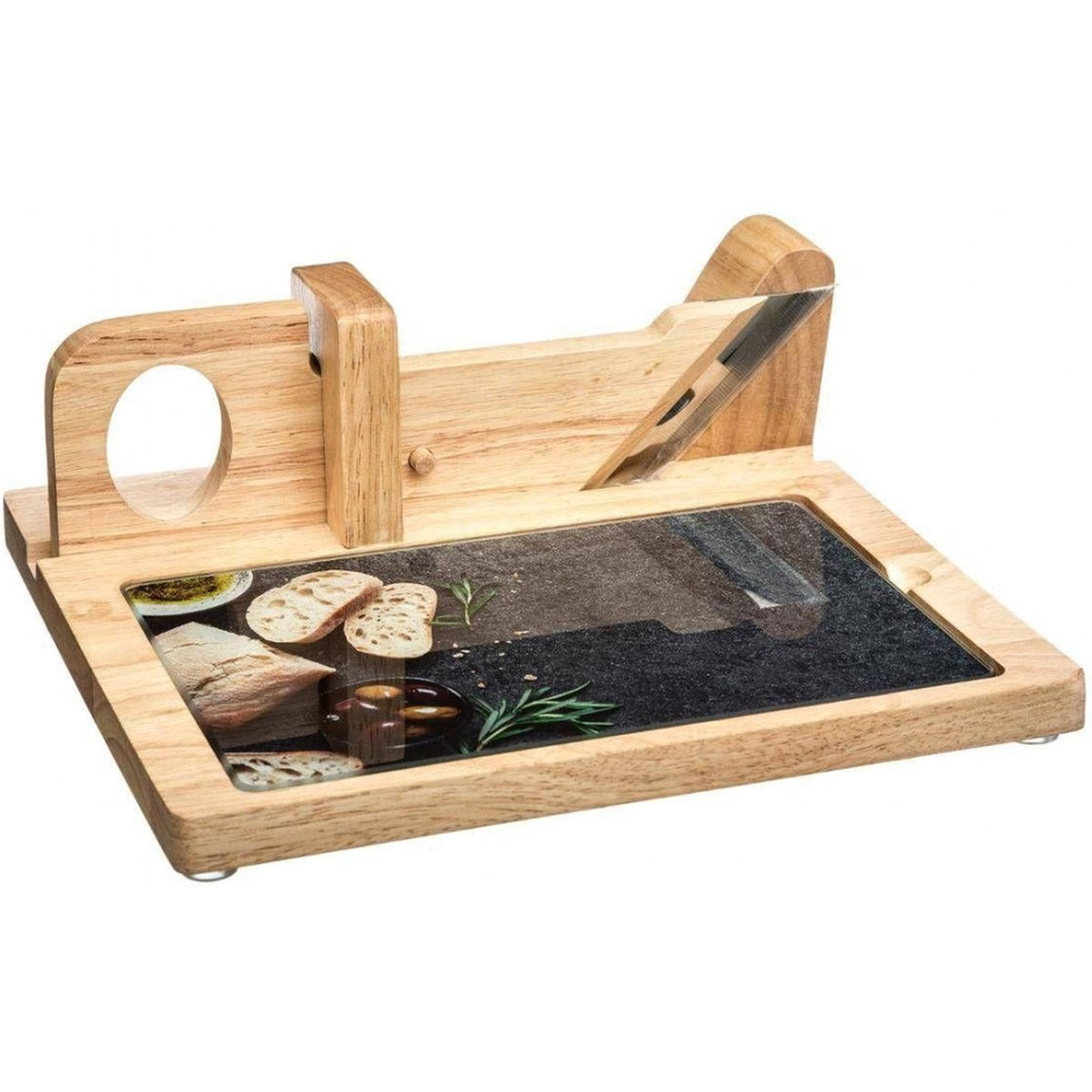 Vlees- en kaassnijder met bakje - hout