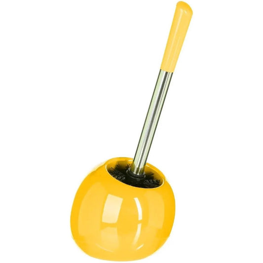 WC-/toiletborstel met houder rond geel glans keramiek 36 cm
