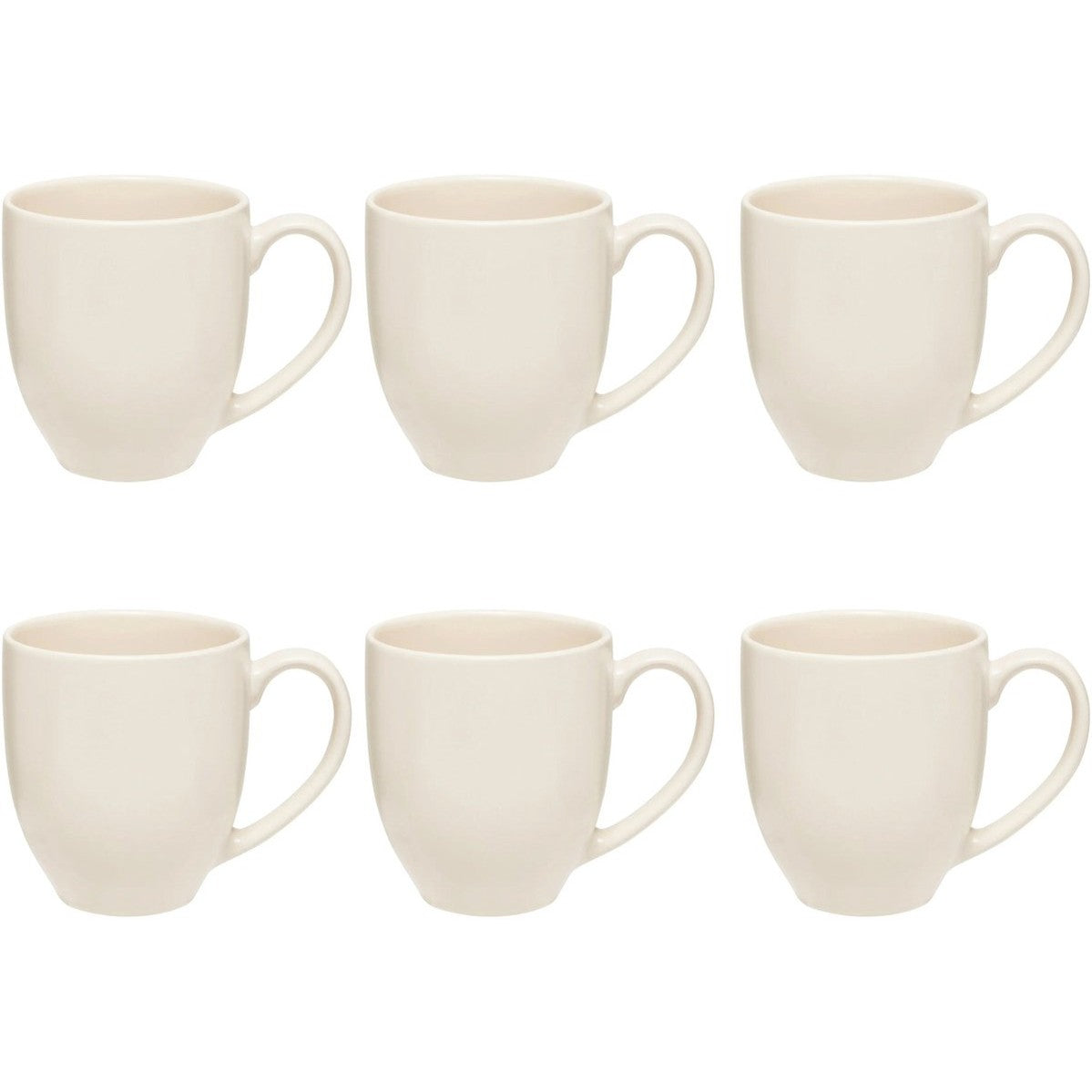 Warm Witte Stoneware Mokken Set van 6 - 48 cl - Moderne Design Mokken met Oor - Geschikt voor Koffie, Thee en Meer