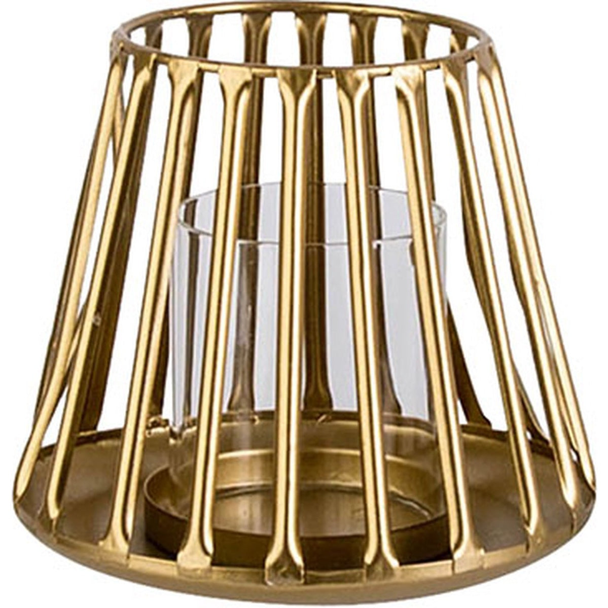 Windlicht Goud 14,5x14,5xh12,5cm Metaal