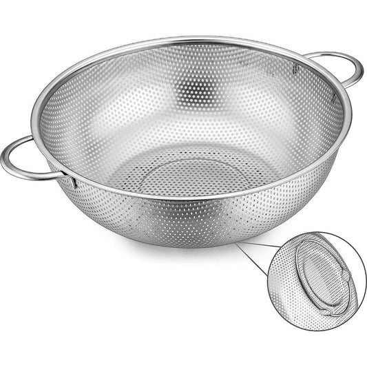 Zeef 28 cm, roestvrijstalen keukenzeef met handvat, microgeperforeerde pastazeef vergiet voor afvoer en spoelen, groenten/fruit/pasta/rijst, hoge kwaliteit & vaatwasmachinebestendig