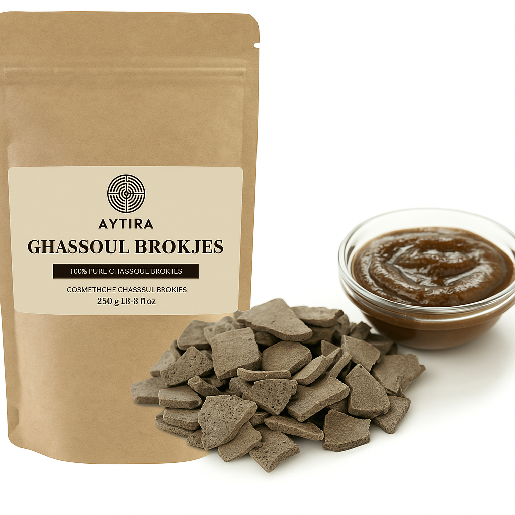 AYTIRA Ghassoul Brocken 250g – Marokkanische Lavaerde für Haut & Haar – 100 % Natürliches Reinigungsritual aus dem Atlasgebirge