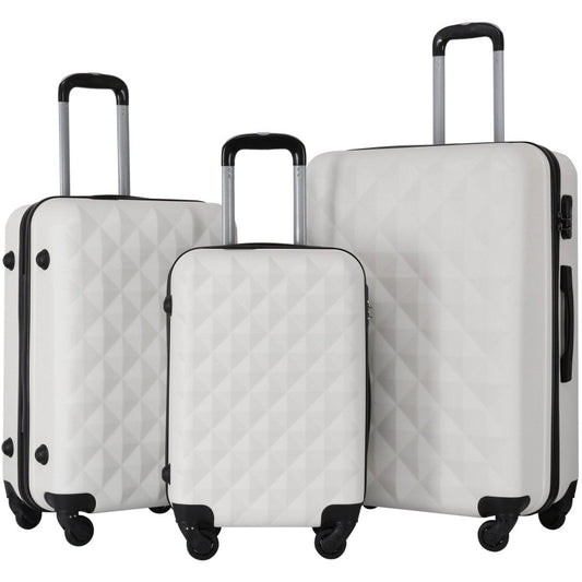 3-Delige Harde Kofferset – ABS – 360° Wielen – Dubbele wielen -Wit