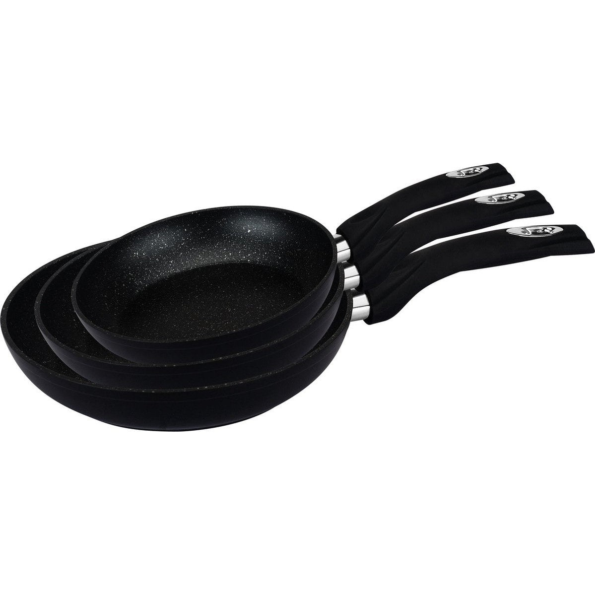 3-delige Royalty Line Pannenset met Marmercoating - zwart