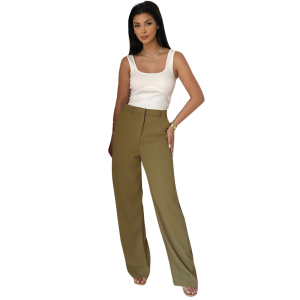 Basic Wide Leg - Olijfgroen